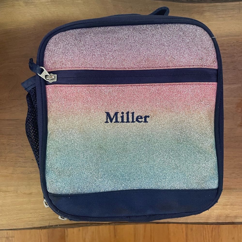 pottery barn Mackenzie Rainbow Ombre Sparkle Glitter Lunch Box reusable bentobox